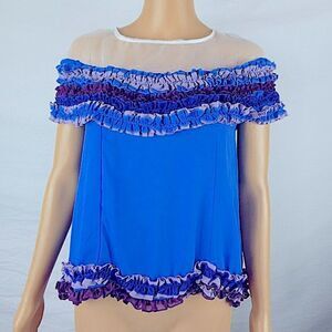 Laphroaig Irish Ireland Brand Ruffle Sheer Panel Blouse Top New With Tag NWT